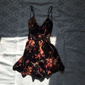 Velvet Autumn Flower Romper